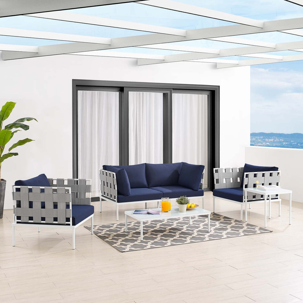 Harmony 5-Piece  Sunbrella® Outdoor Patio Aluminum Furniture Set By Modway - EEI-4925 | Outdoor Sofas, Loveseats & Sectionals | Modishstore - 23
