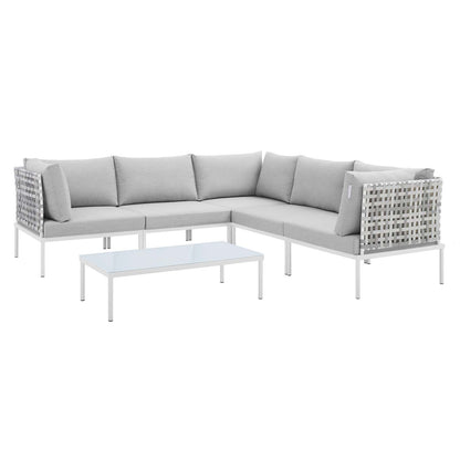 Modway Harmony 6-Piece  Sunbrella® Basket Weave Outdoor Patio Aluminum Sectional Sofa Set - EEI-4926 | Outdoor Sofas, Loveseats & Sectionals | Modishstore - 1
