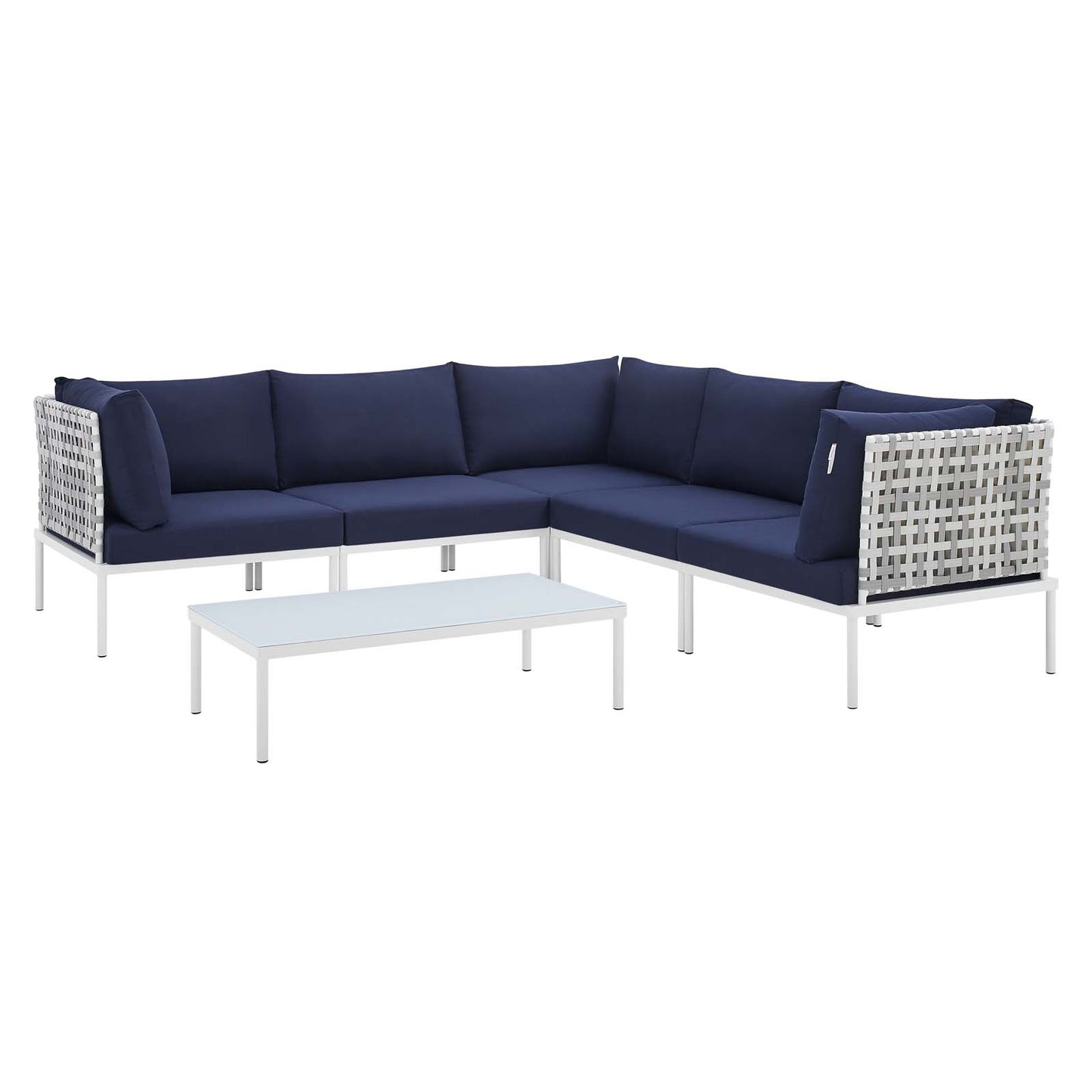 Modway Harmony 6-Piece  Sunbrella® Basket Weave Outdoor Patio Aluminum Sectional Sofa Set - EEI-4926 | Outdoor Sofas, Loveseats & Sectionals | Modishstore - 4