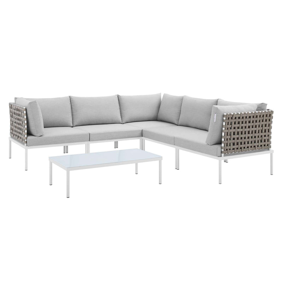 Harmony 6-Piece  Sunbrella® Basket Weave Outdoor Patio Aluminum Sectional Sofa Set By Modway - EEI-4927 | Outdoor Sofas, Loveseats & Sectionals | Modishstore - 2
