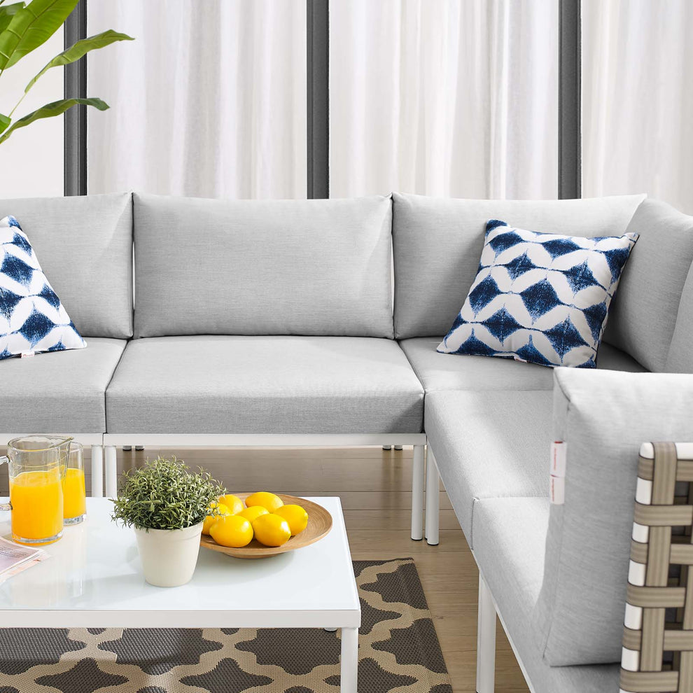 Harmony 6-Piece  Sunbrella® Basket Weave Outdoor Patio Aluminum Sectional Sofa Set By Modway - EEI-4927 | Outdoor Sofas, Loveseats & Sectionals | Modishstore - 5