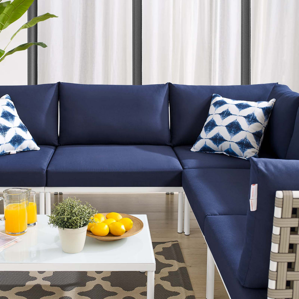Harmony 6-Piece  Sunbrella® Basket Weave Outdoor Patio Aluminum Sectional Sofa Set By Modway - EEI-4927 | Outdoor Sofas, Loveseats & Sectionals | Modishstore - 16
