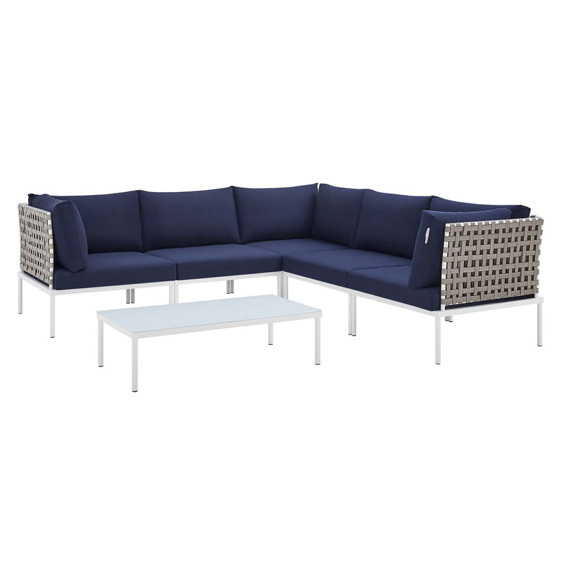 Harmony 6-Piece  Sunbrella® Basket Weave Outdoor Patio Aluminum Sectional Sofa Set By Modway - EEI-4927 | Outdoor Sofas, Loveseats & Sectionals | Modishstore - 13