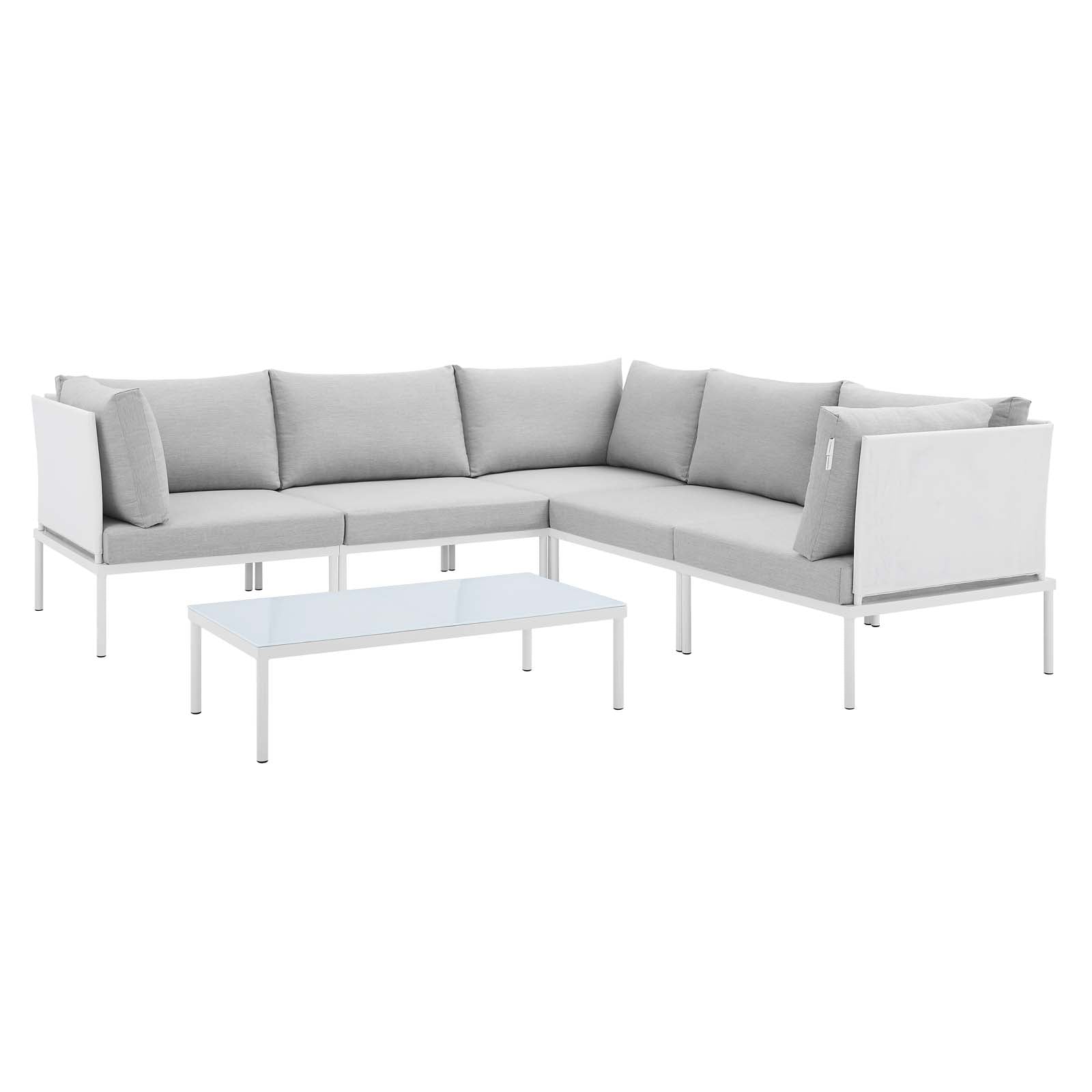 Modway Harmony 6-Piece  Sunbrella® Outdoor Patio Aluminum Sectional Sofa Set | Outdoor Sofas, Loveseats & Sectionals | Modishstore