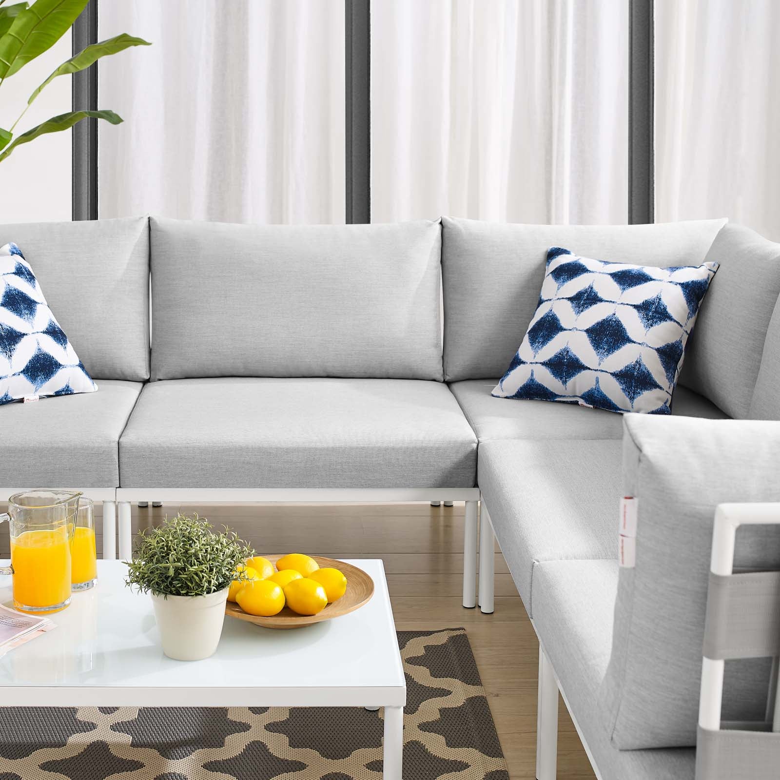 Harmony 6-Piece  Sunbrella® Outdoor Patio Aluminum Sectional Sofa Set By Modway - EEI-4929 | Outdoor Sofas, Loveseats & Sectionals | Modishstore - 5