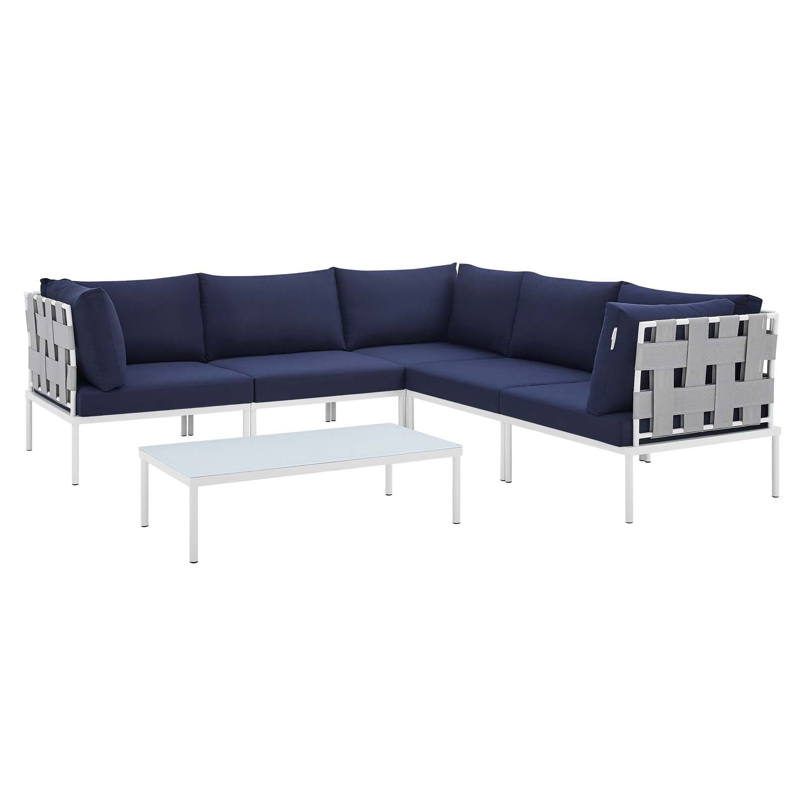Harmony 6-Piece  Sunbrella® Outdoor Patio Aluminum Sectional Sofa Set By Modway - EEI-4929 | Outdoor Sofas, Loveseats & Sectionals | Modishstore - 13