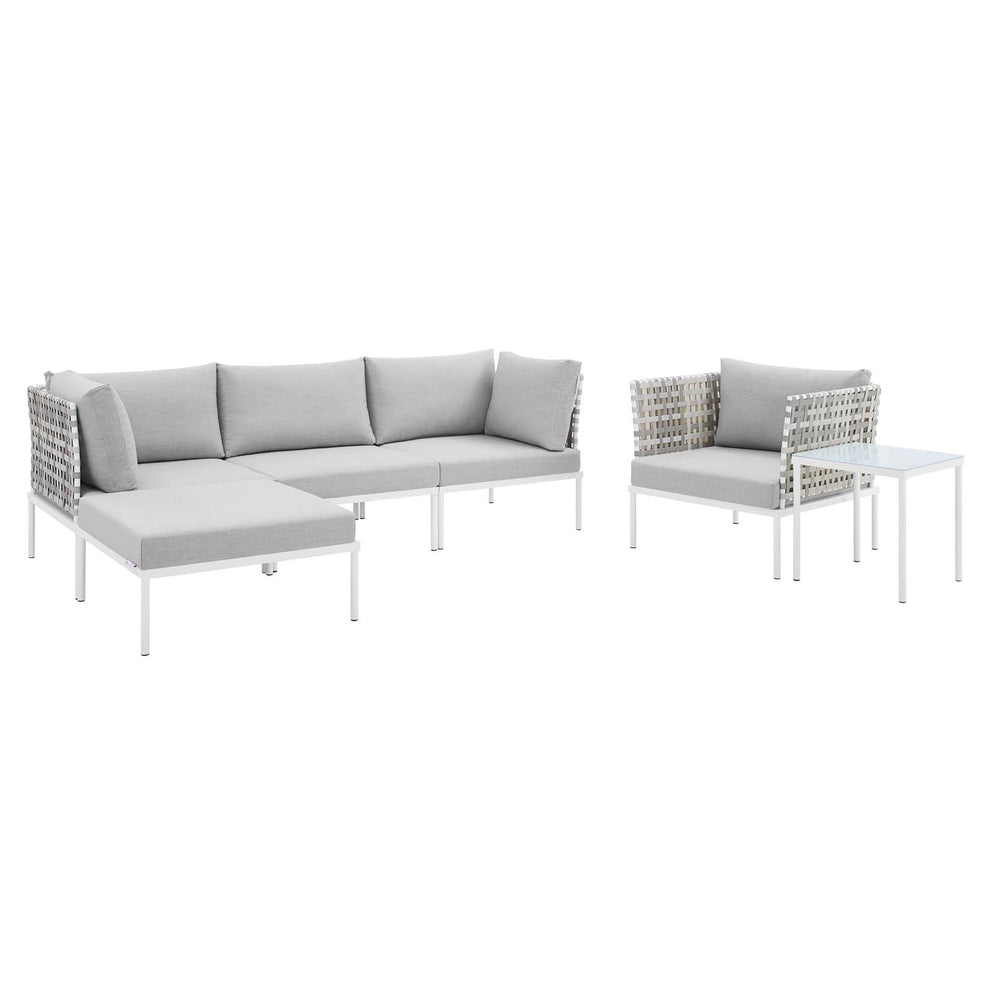 Modway Harmony 6-Piece  Sunbrella® Basket Weave Outdoor Patio Aluminum Seating Set - EEI-4930 | Outdoor Sofas, Loveseats & Sectionals | Modishstore - 1