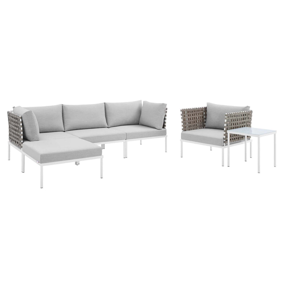 Harmony 6-Piece  Sunbrella® Basket Weave Outdoor Patio Aluminum Seating Set By Modway - EEI-4931 | Outdoor Sofas, Loveseats & Sectionals | Modishstore - 1