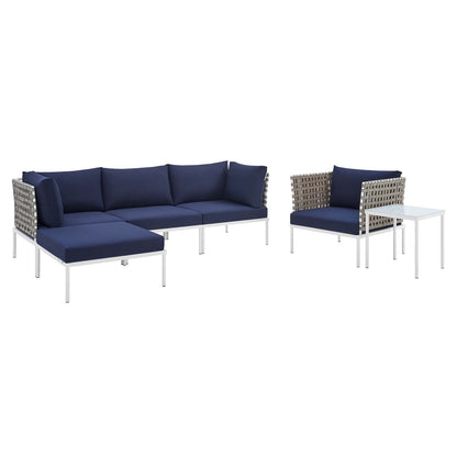 Harmony 6-Piece  Sunbrella® Basket Weave Outdoor Patio Aluminum Seating Set By Modway - EEI-4931 | Outdoor Sofas, Loveseats & Sectionals | Modishstore - 17
