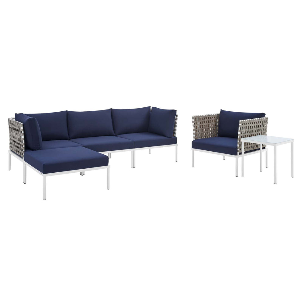 Harmony 6-Piece  Sunbrella® Basket Weave Outdoor Patio Aluminum Seating Set By Modway - EEI-4931 | Outdoor Sofas, Loveseats & Sectionals | Modishstore - 17