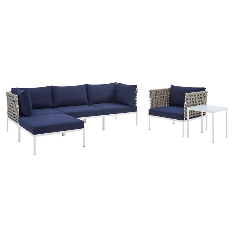 Harmony 6-Piece  Sunbrella® Basket Weave Outdoor Patio Aluminum Seating Set By Modway - EEI-4931 | Outdoor Sofas, Loveseats & Sectionals | Modishstore - 17