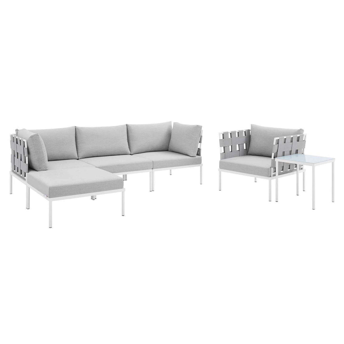 Harmony 6-Piece  Sunbrella® Outdoor Patio Aluminum Seating Set By Modway - EEI-4933 | Outdoor Sofas, Loveseats & Sectionals | Modishstore - 1