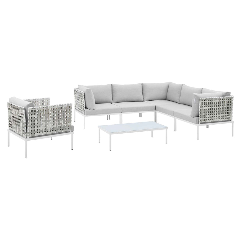 Modway Harmony 7-Piece  Sunbrella® Basket Weave Outdoor Patio Aluminum Sectional Sofa Set - EEI-4934 | Outdoor Sofas, Loveseats & Sectionals | Modishstore - 1
