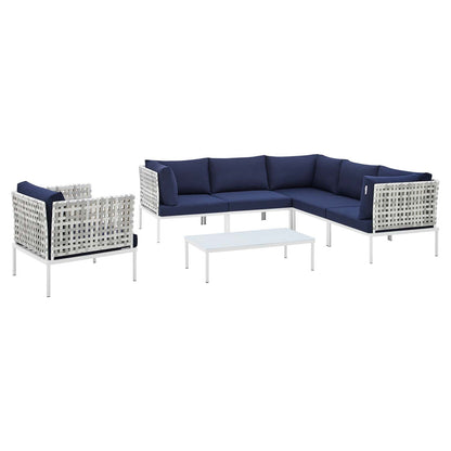 Modway Harmony 7-Piece  Sunbrella® Basket Weave Outdoor Patio Aluminum Sectional Sofa Set - EEI-4934 | Outdoor Sofas, Loveseats & Sectionals | Modishstore - 4