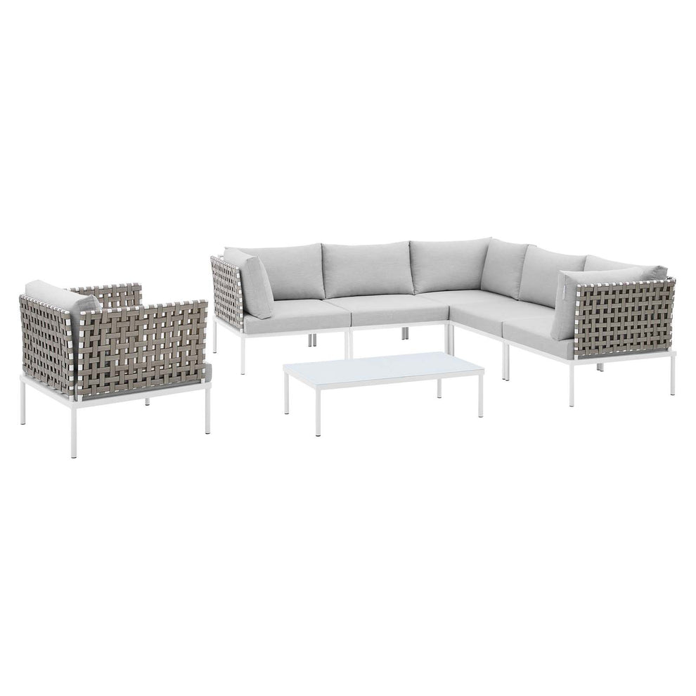 Harmony 7-Piece  Sunbrella® Basket Weave Outdoor Patio Aluminum Sectional Sofa Set By Modway - EEI-4935 | Outdoor Sofas, Loveseats & Sectionals | Modishstore - 2