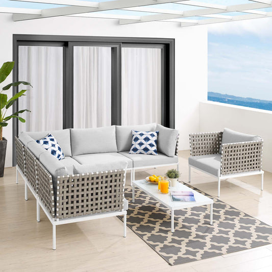 Harmony 7-Piece  Sunbrella® Basket Weave Outdoor Patio Aluminum Sectional Sofa Set By Modway - EEI-4935 | Outdoor Sofas, Loveseats & Sectionals | Modishstore - 1