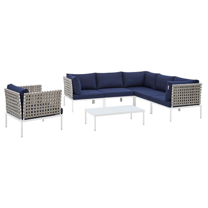 Harmony 7-Piece  Sunbrella® Basket Weave Outdoor Patio Aluminum Sectional Sofa Set By Modway - EEI-4935 | Outdoor Sofas, Loveseats & Sectionals | Modishstore - 16