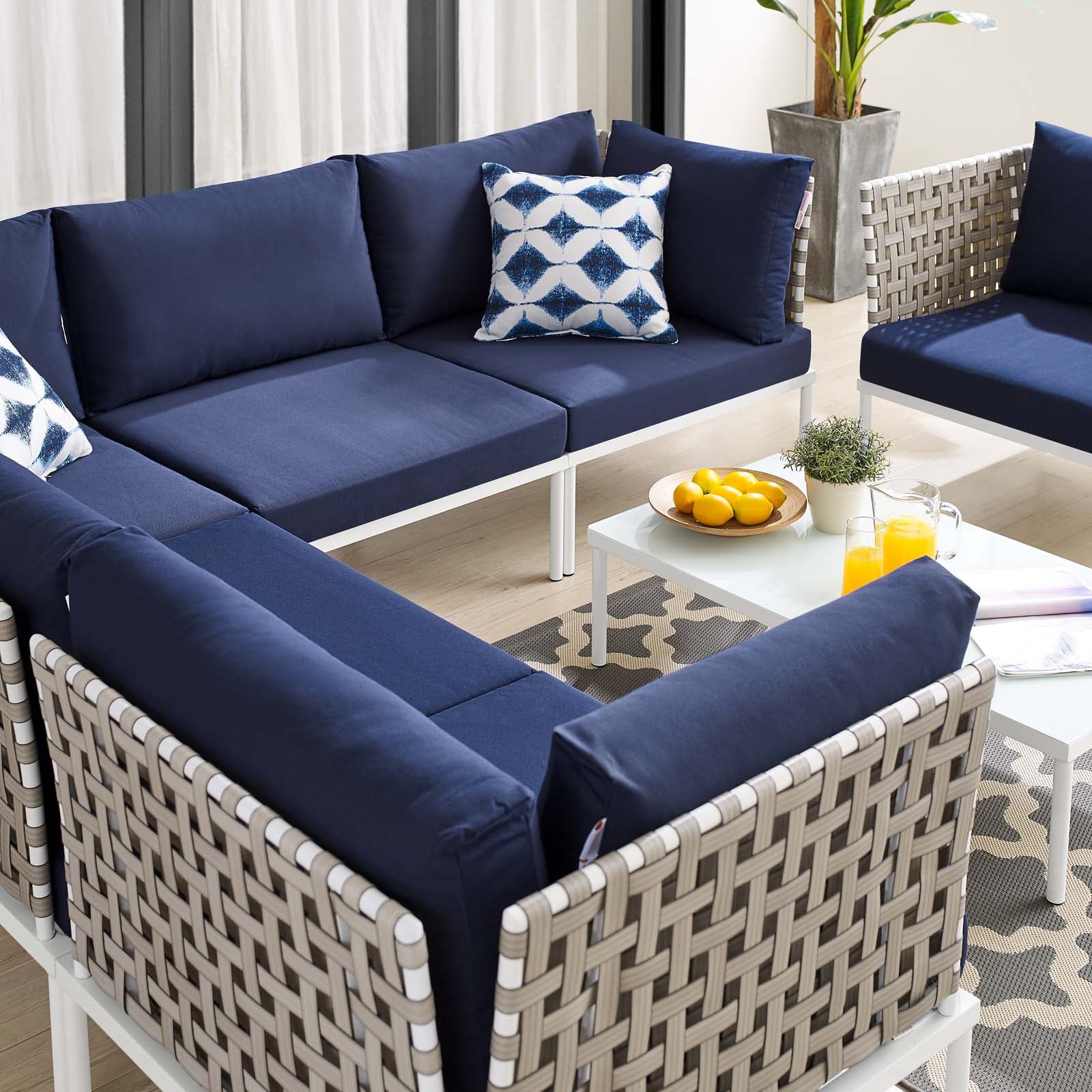 Harmony 7-Piece  Sunbrella® Basket Weave Outdoor Patio Aluminum Sectional Sofa Set By Modway - EEI-4935 | Outdoor Sofas, Loveseats & Sectionals | Modishstore - 22