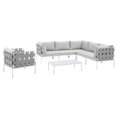 Harmony 7-Piece  Sunbrella® Outdoor Patio Aluminum Sectional Sofa Set By Modway - EEI-4937 | Outdoor Sofas, Loveseats & Sectionals | Modishstore - 2