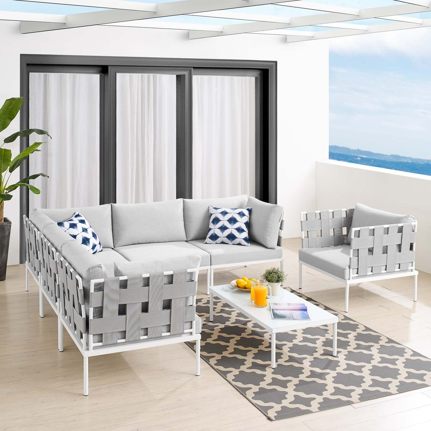 Harmony 7-Piece  Sunbrella® Outdoor Patio Aluminum Sectional Sofa Set By Modway - EEI-4937 | Outdoor Sofas, Loveseats & Sectionals | Modishstore - 1