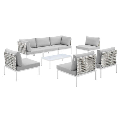 Modway Harmony 8-Piece  Sunbrella® Basket Weave Outdoor Patio Aluminum Sectional Sofa Set - EEI-4938 | Outdoor Sofas, Loveseats & Sectionals | Modishstore - 2