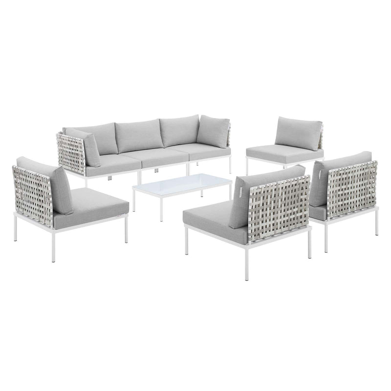 Modway Harmony 8-Piece  Sunbrella® Basket Weave Outdoor Patio Aluminum Sectional Sofa Set - EEI-4938 | Outdoor Sofas, Loveseats & Sectionals | Modishstore - 2