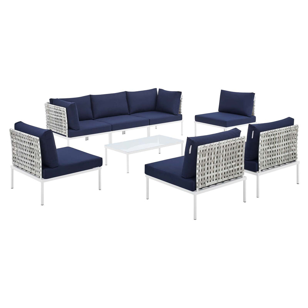Modway Harmony 8-Piece  Sunbrella® Basket Weave Outdoor Patio Aluminum Sectional Sofa Set - EEI-4938 | Outdoor Sofas, Loveseats & Sectionals | Modishstore - 6