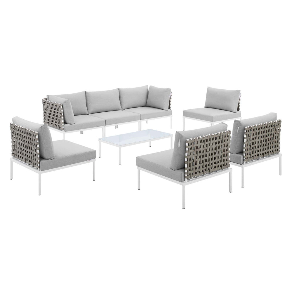 Harmony 8-Piece  Sunbrella® Basket Weave Outdoor Patio Aluminum Sectional Sofa Set By Modway - EEI-4939 | Outdoor Sofas, Loveseats & Sectionals | Modishstore - 2