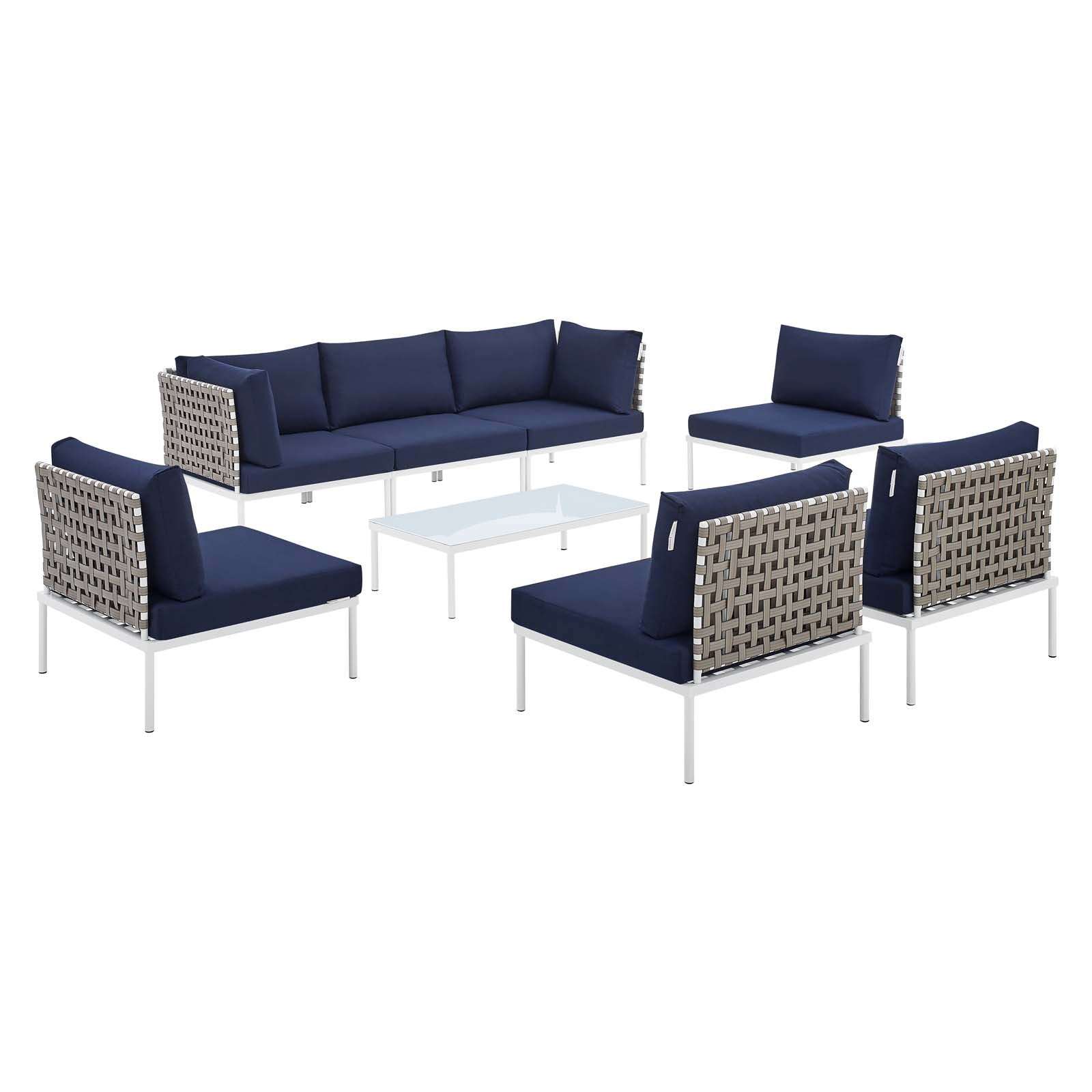 Harmony 8-Piece  Sunbrella® Basket Weave Outdoor Patio Aluminum Sectional Sofa Set By Modway - EEI-4939 | Outdoor Sofas, Loveseats & Sectionals | Modishstore - 13