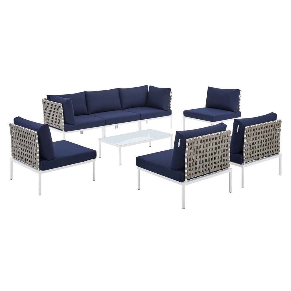 Harmony 8-Piece  Sunbrella® Basket Weave Outdoor Patio Aluminum Sectional Sofa Set By Modway - EEI-4939 | Outdoor Sofas, Loveseats & Sectionals | Modishstore - 13