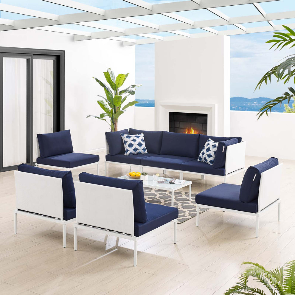 Harmony 8-Piece  Sunbrella® Outdoor Patio Aluminum Sectional Sofa Set By Modway - EEI-4940 | Outdoor Sofas, Loveseats & Sectionals | Modishstore - 1