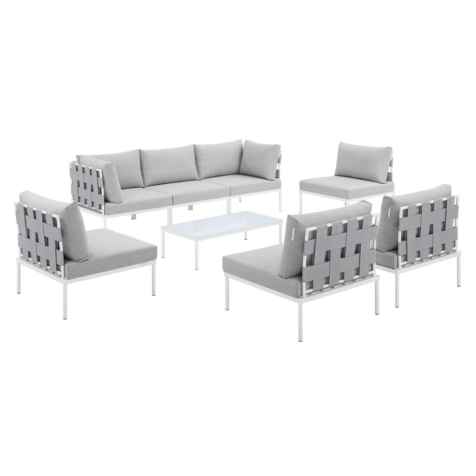 Harmony 8-Piece  Sunbrella® Outdoor Patio All Mesh Sectional Sofa Set By Modway - EEI-4941 | Outdoor Sofas, Loveseats & Sectionals | Modishstore - 6