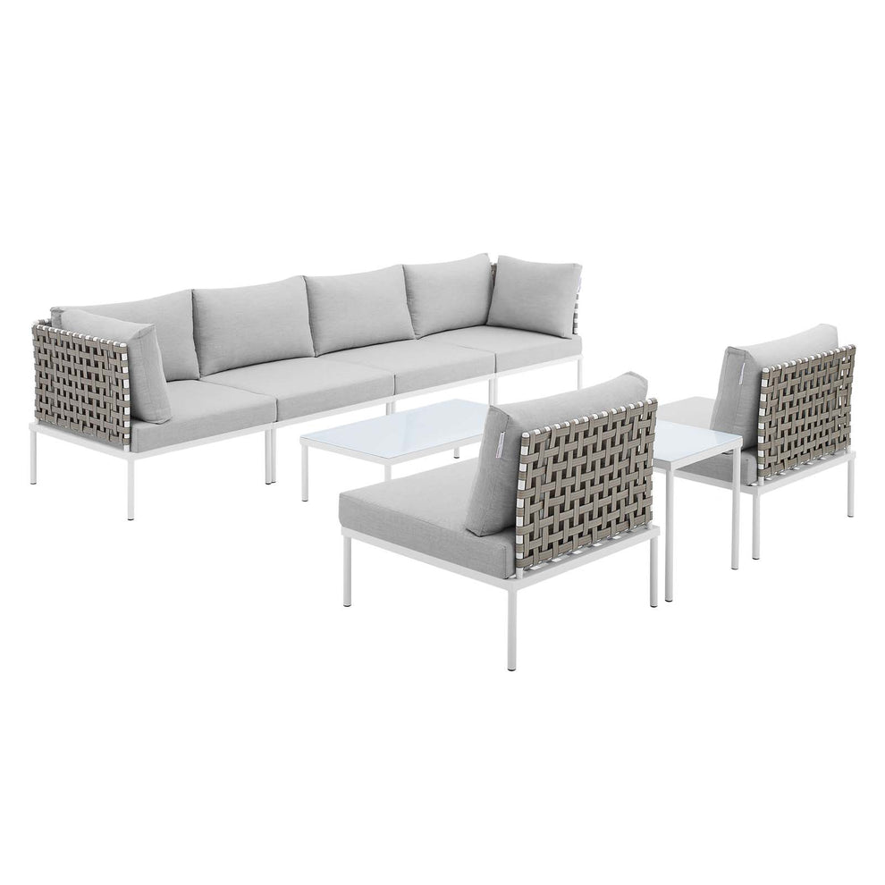 Modway Harmony 8-Piece  Sunbrella® Basket Weave Outdoor Patio Aluminum Sectional Sofa Set - EEI-4942 | Outdoor Sofas, Loveseats & Sectionals | Modishstore - 1