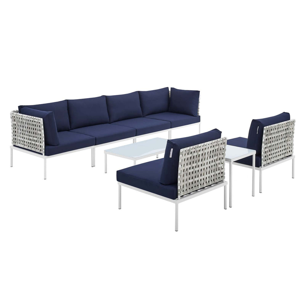 Modway Harmony 8-Piece  Sunbrella® Basket Weave Outdoor Patio Aluminum Sectional Sofa Set - EEI-4942 | Outdoor Sofas, Loveseats & Sectionals | Modishstore - 4