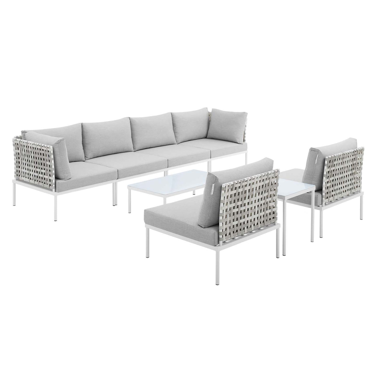 Harmony 8-Piece  Sunbrella® Basket Weave Outdoor Patio Aluminum Sectional Sofa Set By Modway - EEI-4943 | Outdoor Sofas, Loveseats & Sectionals | Modishstore - 2
