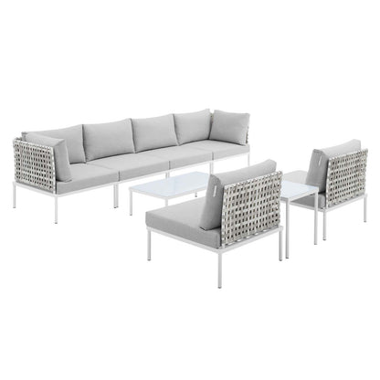 Harmony 8-Piece  Sunbrella® Basket Weave Outdoor Patio Aluminum Sectional Sofa Set By Modway - EEI-4943 | Outdoor Sofas, Loveseats & Sectionals | Modishstore - 2