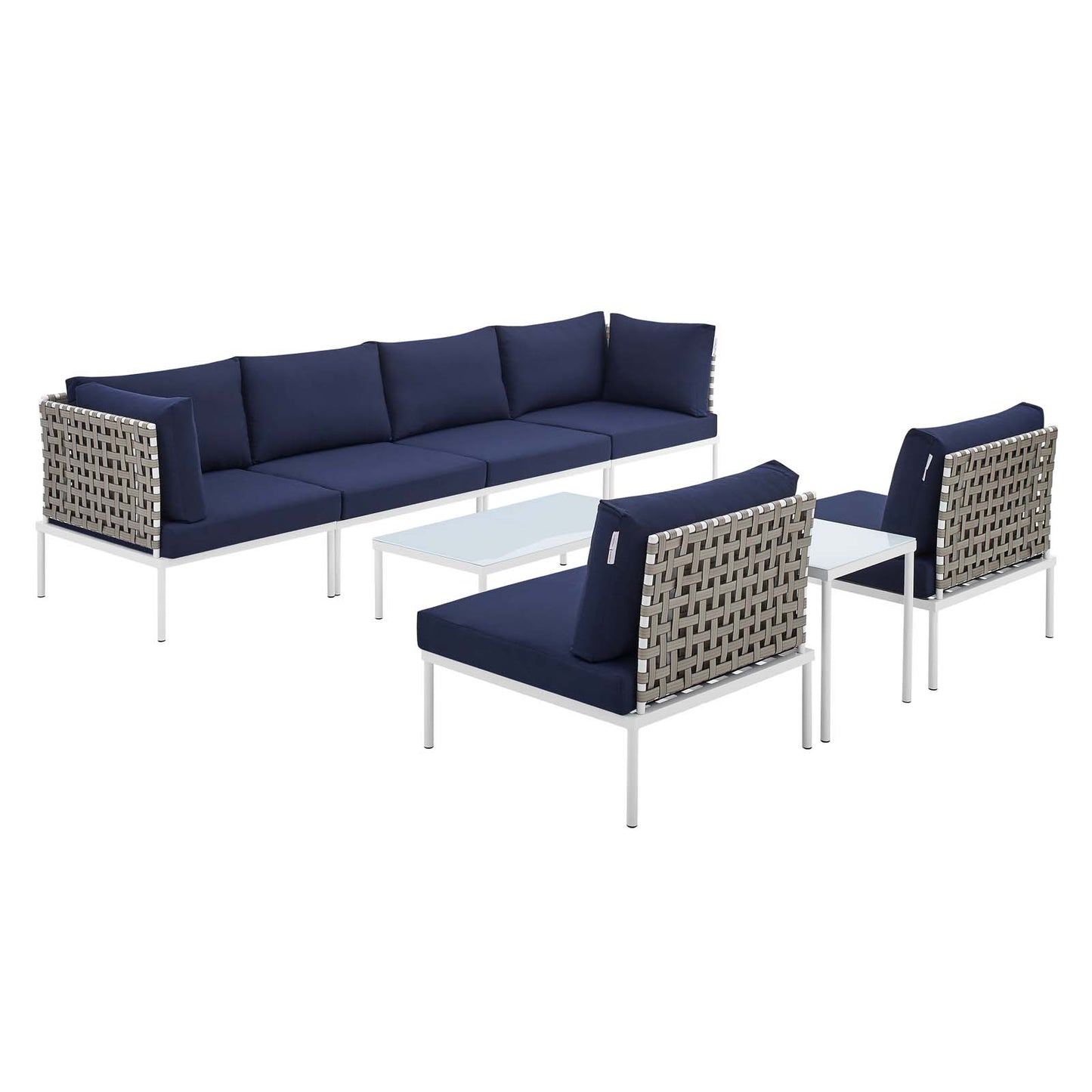 Harmony 8-Piece  Sunbrella® Basket Weave Outdoor Patio Aluminum Sectional Sofa Set By Modway - EEI-4943 | Outdoor Sofas, Loveseats & Sectionals | Modishstore - 16