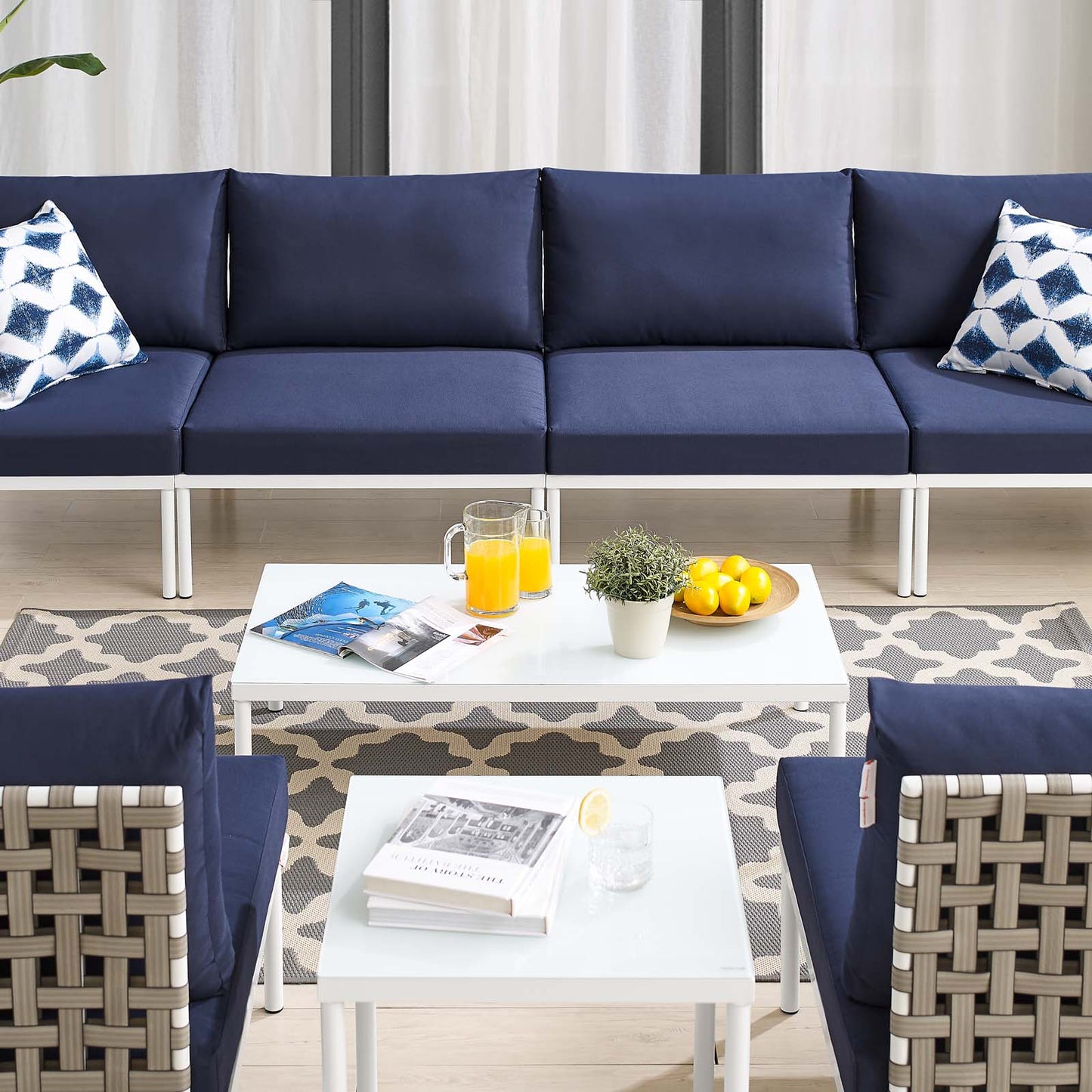 Harmony 8-Piece  Sunbrella® Basket Weave Outdoor Patio Aluminum Sectional Sofa Set By Modway - EEI-4943 | Outdoor Sofas, Loveseats & Sectionals | Modishstore - 22