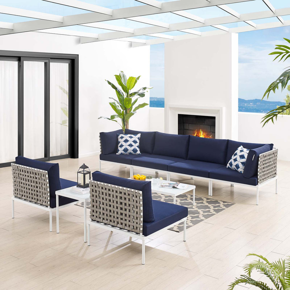Harmony 8-Piece  Sunbrella® Basket Weave Outdoor Patio Aluminum Sectional Sofa Set By Modway - EEI-4943 | Outdoor Sofas, Loveseats & Sectionals | Modishstore - 23