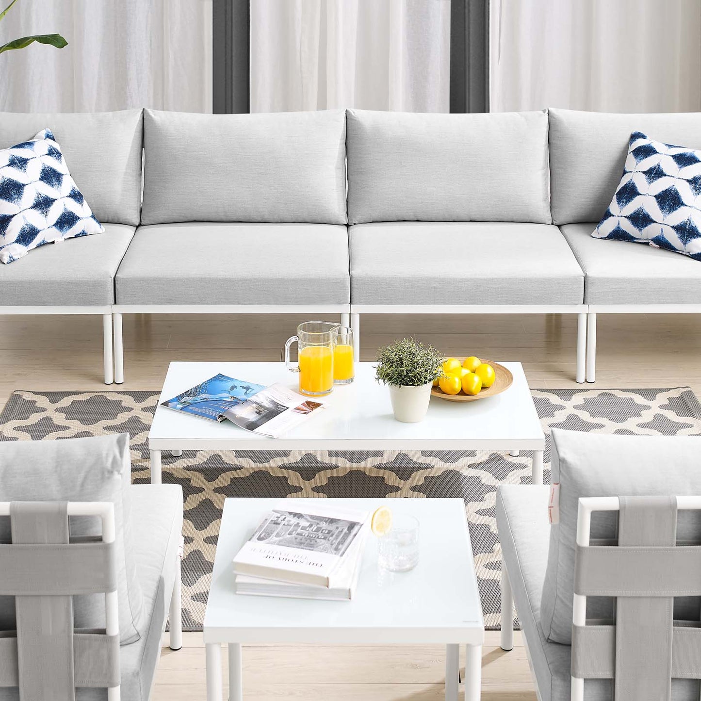 Harmony 8-Piece  Sunbrella® Outdoor Patio Aluminum Sectional Sofa Set By Modway - EEI-4945 | Outdoor Sofas, Loveseats & Sectionals | Modishstore - 8