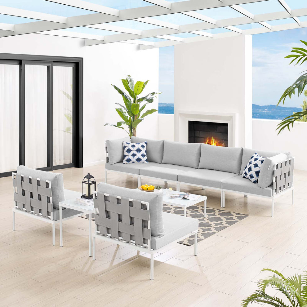 Harmony 8-Piece  Sunbrella® Outdoor Patio Aluminum Sectional Sofa Set By Modway - EEI-4945 | Outdoor Sofas, Loveseats & Sectionals | Modishstore - 1
