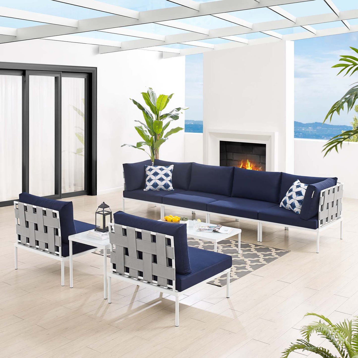 Harmony 8-Piece  Sunbrella® Outdoor Patio Aluminum Sectional Sofa Set By Modway - EEI-4945 | Outdoor Sofas, Loveseats & Sectionals | Modishstore - 23