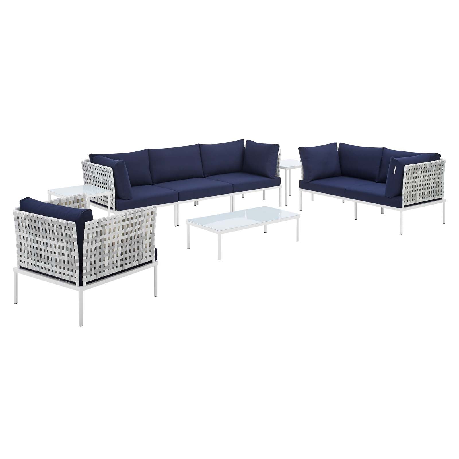 Modway Harmony 8-Piece  Sunbrella® Basket Weave Outdoor Patio Aluminum Seating Set - EEI-4946 | Outdoor Sofas, Loveseats & Sectionals | Modishstore - 4