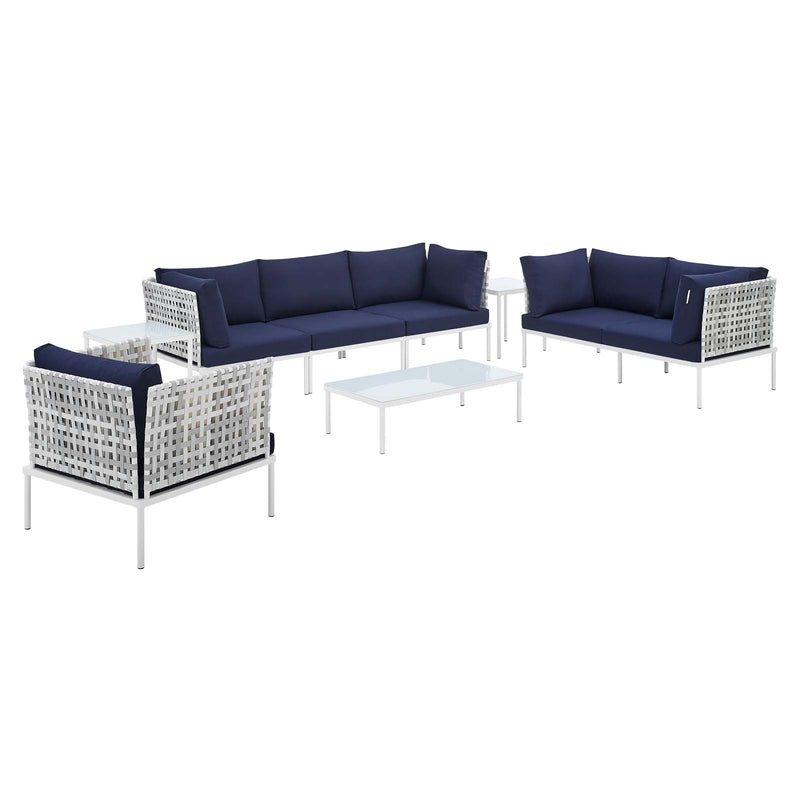 Modway Harmony 8-Piece  Sunbrella® Basket Weave Outdoor Patio Aluminum Seating Set - EEI-4946 | Outdoor Sofas, Loveseats & Sectionals | Modishstore - 4