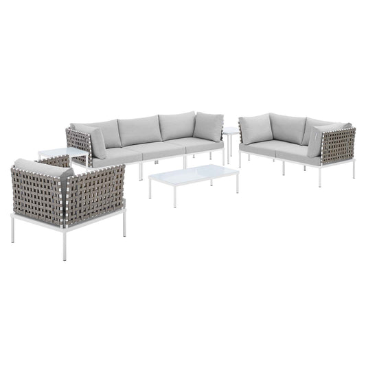 Harmony 8-Piece  Sunbrella® Basket Weave Outdoor Patio Aluminum Seating Set By Modway - EEI-4947 | Outdoor Sofas, Loveseats & Sectionals | Modishstore - 1