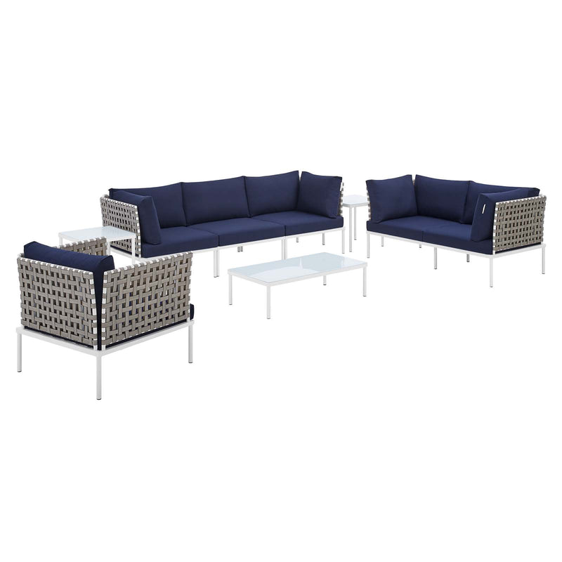 Harmony 8-Piece  Sunbrella® Basket Weave Outdoor Patio Aluminum Seating Set By Modway - EEI-4947 | Outdoor Sofas, Loveseats & Sectionals | Modishstore - 17