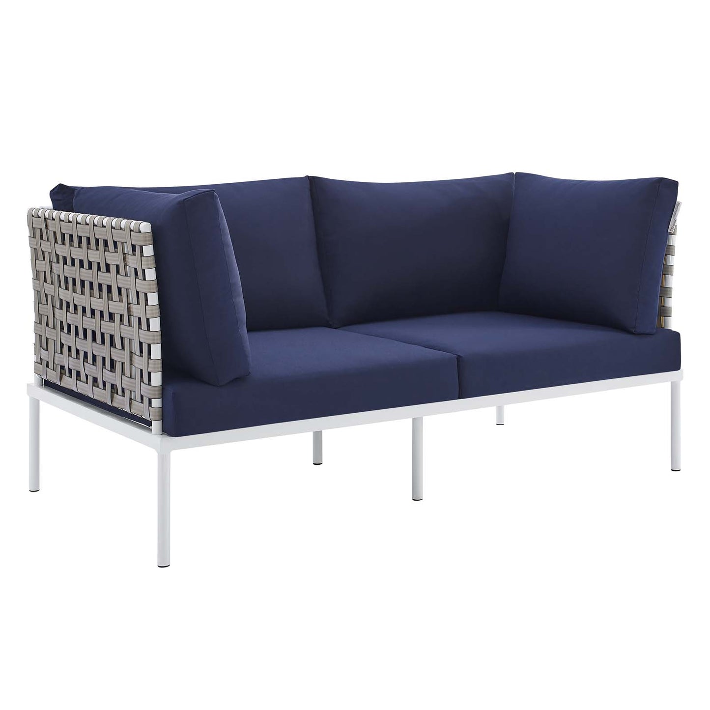 Harmony 8-Piece  Sunbrella® Basket Weave Outdoor Patio Aluminum Seating Set By Modway - EEI-4947 | Outdoor Sofas, Loveseats & Sectionals | Modishstore - 26