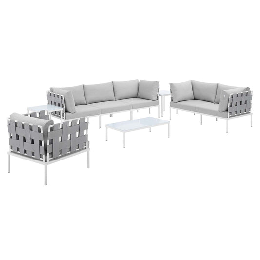 Harmony 8-Piece  Sunbrella® Outdoor Patio Aluminum Seating Set By Modway - EEI-4949 | Outdoor Sofas, Loveseats & Sectionals | Modishstore