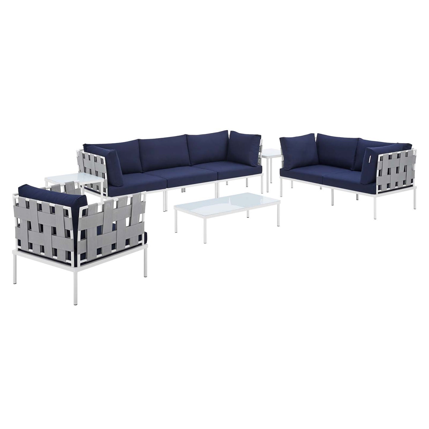 Harmony 8-Piece  Sunbrella® Outdoor Patio Aluminum Seating Set By Modway - EEI-4949 | Outdoor Sofas, Loveseats & Sectionals | Modishstore - 17