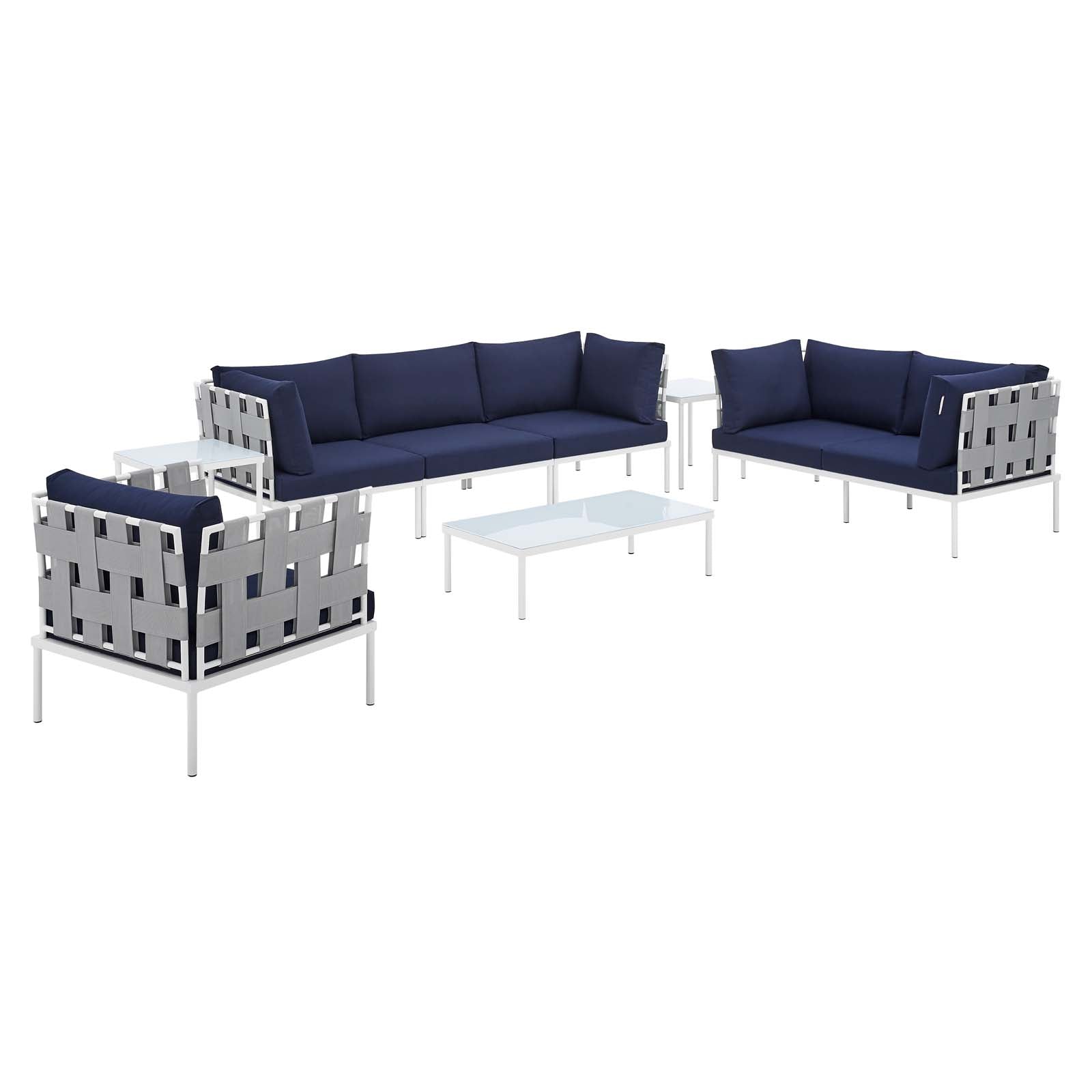 Harmony 8-Piece  Sunbrella® Outdoor Patio Aluminum Seating Set By Modway - EEI-4949 | Outdoor Sofas, Loveseats & Sectionals | Modishstore - 17